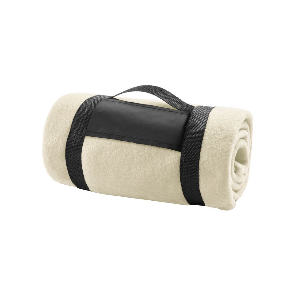 Couverture publicitaire polaire unie avec sangle velcro 