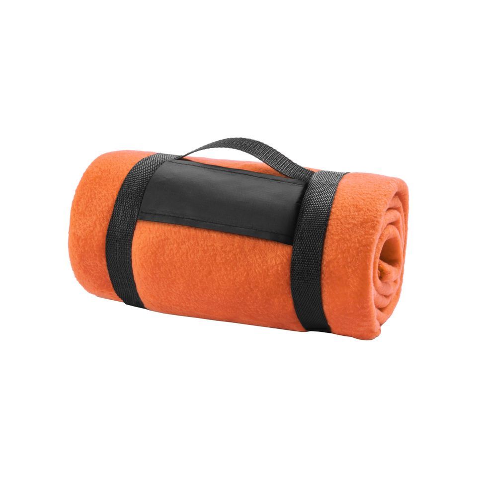 Couverture publicitaire polaire unie avec sangle velcro 