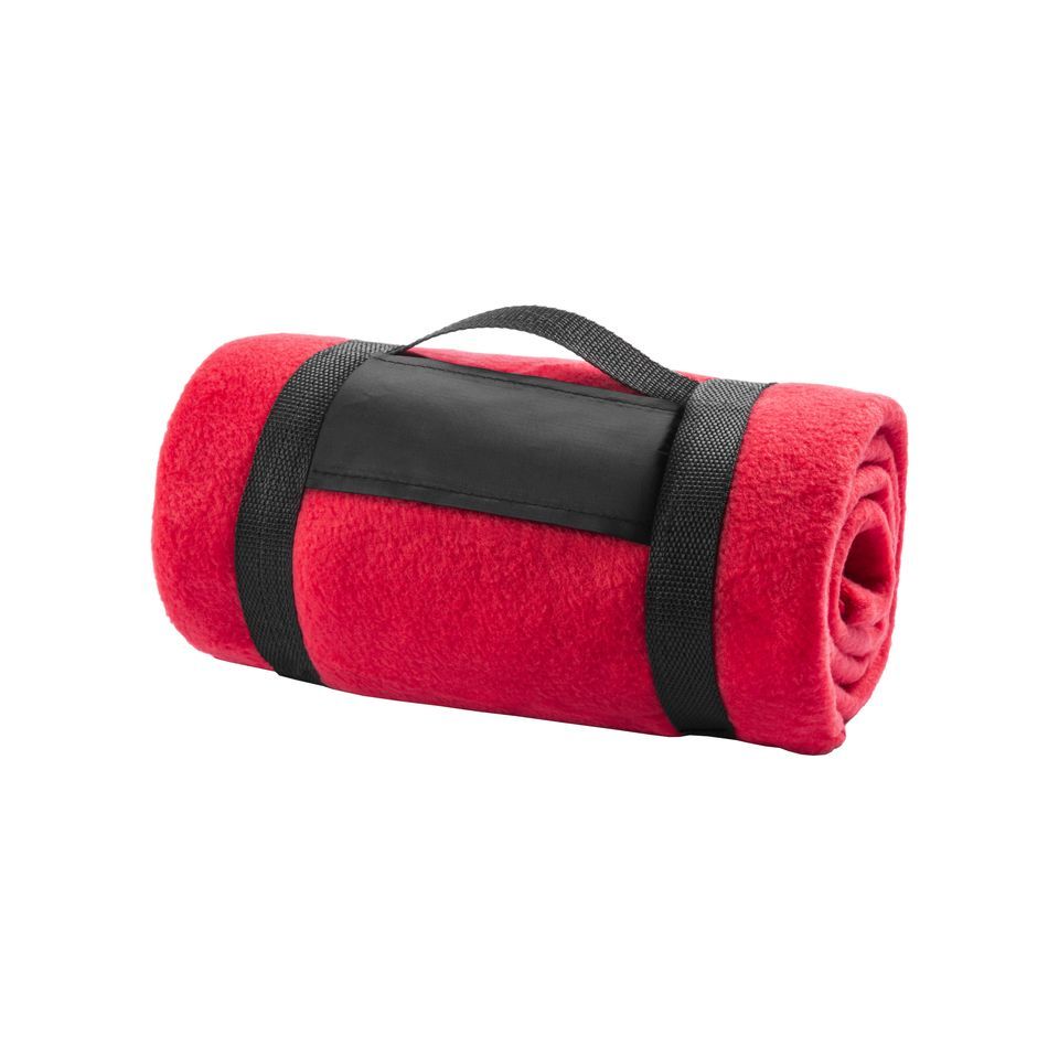 Couverture publicitaire polaire unie avec sangle velcro 