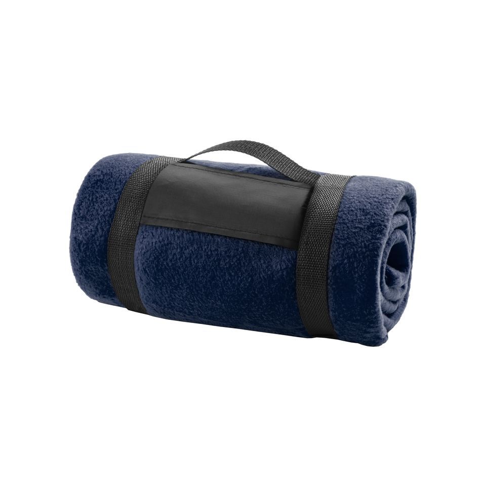Couverture publicitaire polaire unie avec sangle velcro 