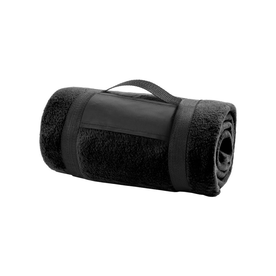 Couverture publicitaire polaire unie avec sangle velcro 