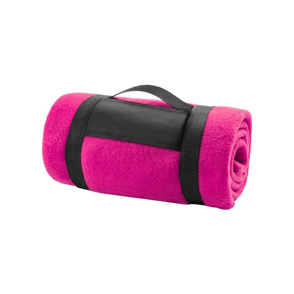 Couverture publicitaire polaire unie avec sangle velcro 