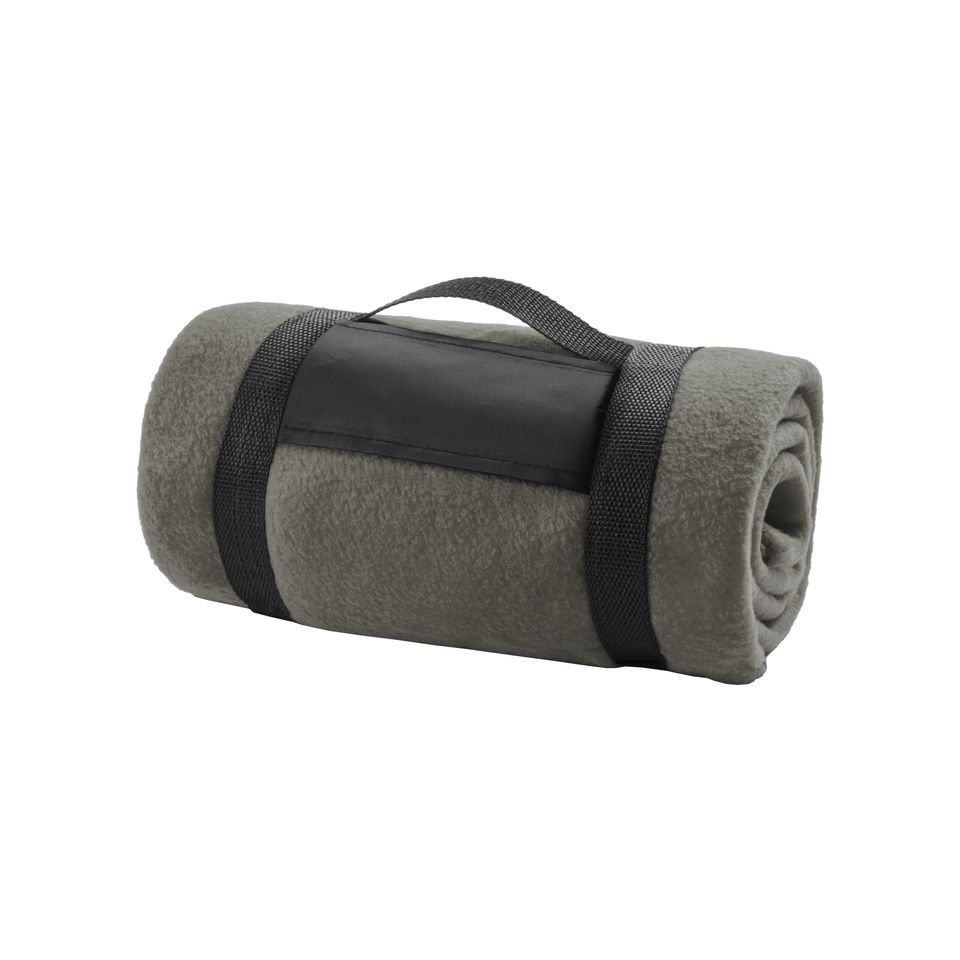 Couverture publicitaire polaire unie avec sangle velcro 