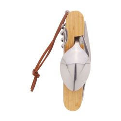 Couteau de poche multifonctions personnalisé manche en bambou avec couverts Couteau de poche multifonctions personnalisé manche en bambou avec couverts