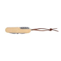 Couteau de poche multifonctions personnalisable manche en bambou