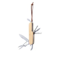 Couteau de poche multifonctions personnalisable manche en bambou