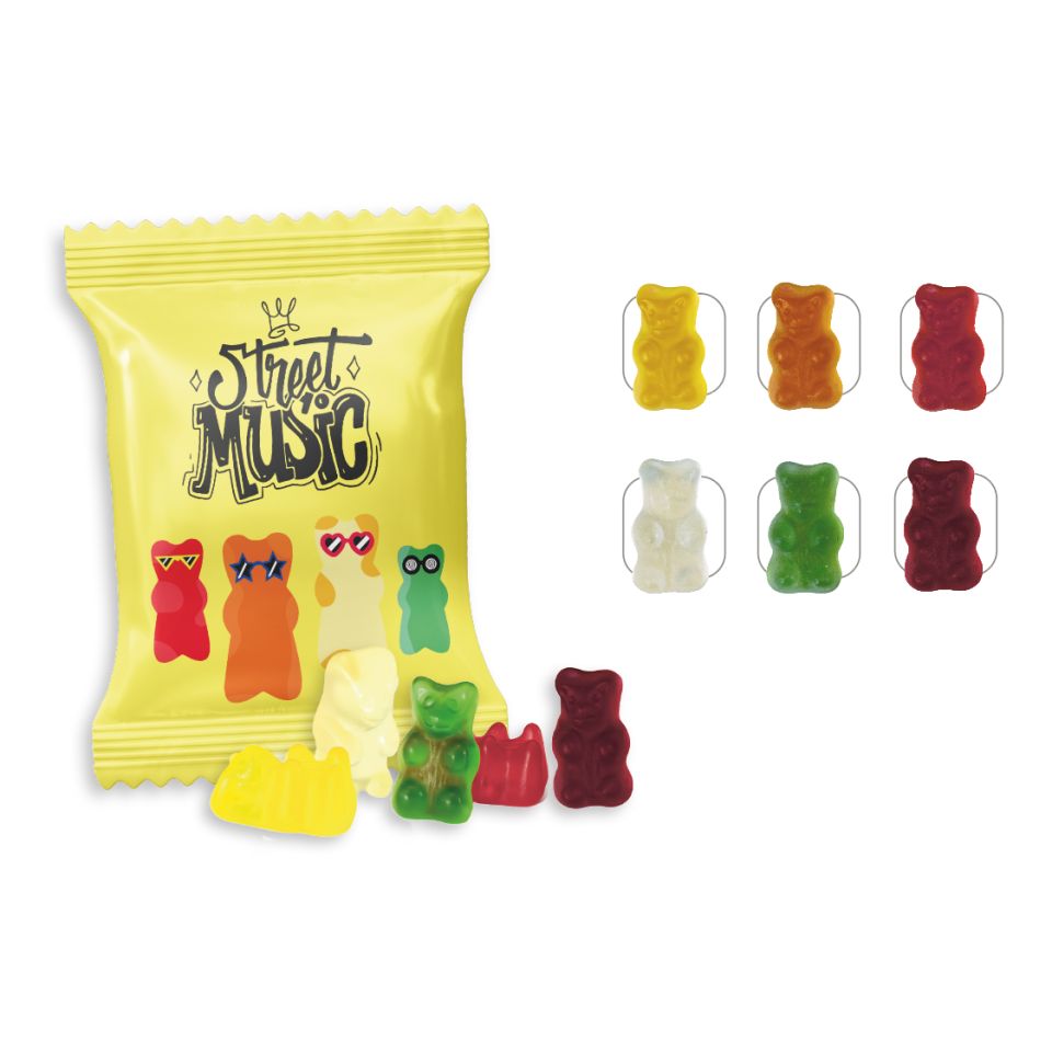Bonbons publicitaires personnalisés fabriqués en Europe oursons sans sucre