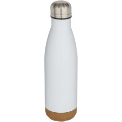 Bouteille publicitaire d’eau Cove de 500 ml en acier inoxydable isolée sous vide et à double paroi avec détails en liège