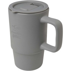 Mug publicitaire Carter en céramique de 450 ml avec couvercle en plastique