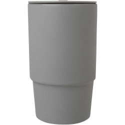 Mug publicitaire Carter en céramique de 450 ml avec couvercle en plastique
