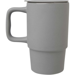 Mug publicitaire Carter en céramique de 450 ml avec couvercle en plastique