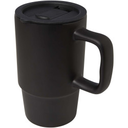 Mug publicitaire Carter en céramique de 450 ml avec couvercle en plastique