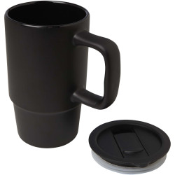 Mug publicitaire Carter en céramique de 450 ml avec couvercle en plastique