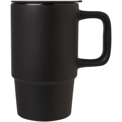 Mug publicitaire Carter en céramique de 450 ml avec couvercle en plastique