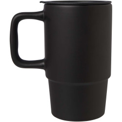 Mug publicitaire Carter en céramique de 450 ml avec couvercle en plastique
