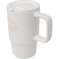 Mug publicitaire Carter en céramique de 450 ml avec couvercle en plastique