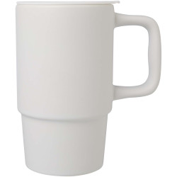 Mug publicitaire Carter en céramique de 450 ml avec couvercle en plastique