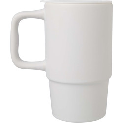 Mug publicitaire Carter en céramique de 450 ml avec couvercle en plastique