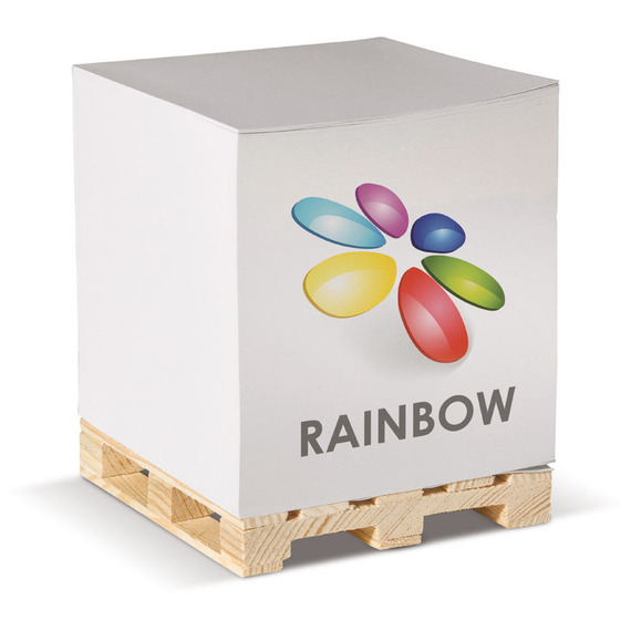 Cube de papier publicitaire sur palette