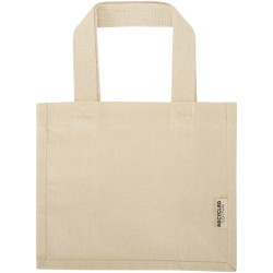 Mini sac shopping publicitaire Odessa à soufflet en coton recyclé de 9 L et 220 g/m² certifié GRS