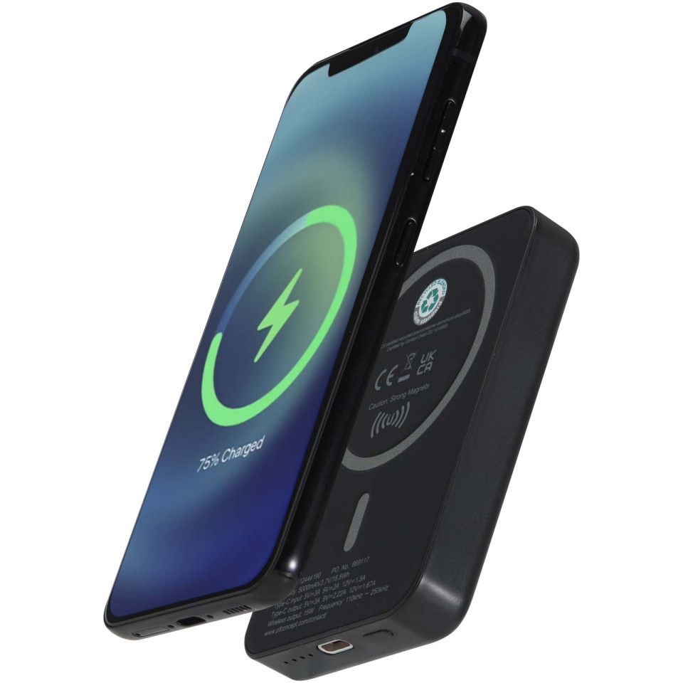 Batterie publicitaire de secours Acrab magnétique sans fil de 5 000 mAh et 15 W avec PD de 20 W recyclée