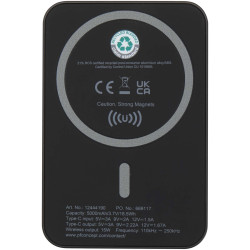 Batterie publicitaire de secours Acrab magnétique sans fil de 5 000 mAh et 15 W avec PD de 20 W recyclée