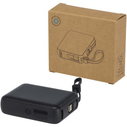 Batterie publicitaire externe Acrux de 10 000 mAh et 35 W pour tablette avec câble Type-C intégré recyclé