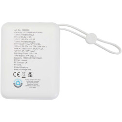 Batterie publicitaire externe Acrux de 10 000 mAh et 35 W pour tablette avec câble Type-C intégré recyclé