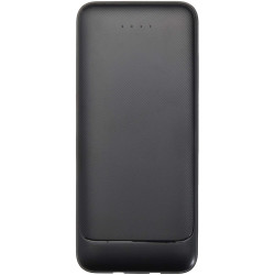 Batterie publicitaire de secours Adhil de 10 000 mAh et 10 W en plastique recyclé avec 2 câbles intégrés