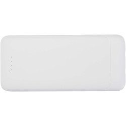 Batterie publicitaire de secours Adhil de 10 000 mAh et 10 W en plastique recyclé avec 2 câbles intégrés