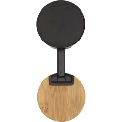 Support publicitaire de téléphone Alcor magnétique et pliable en plastique recyclé avec détails en bambou