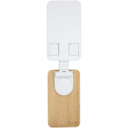 Support publicitaire de téléphone de bureau Alfirk pliable en plastique recyclé avec détails en bambou