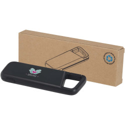 Batterie publicitaire externe Alkes de 5 000 mAh et 12 W en plastique recyclé résistante à l’eau avec mousqueton