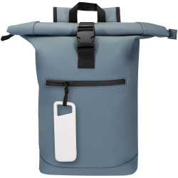 Batterie publicitaire externe Alkes de 5 000 mAh et 12 W en plastique recyclé résistante à l’eau avec mousqueton