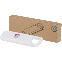 Batterie publicitaire externe Alkes de 5 000 mAh et 12 W en plastique recyclé résistante à l’eau avec mousqueton