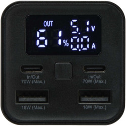 Batterie publicitaire de secours Acamar de 20 000 mAh et 70 W en aluminium recyclé pour ordinateur portable