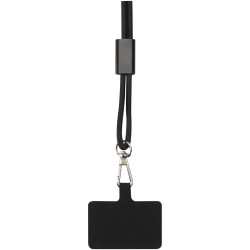 Tour de cou publicitaire Funi pour smartphone en plastique recyclé synchronisation des données intégrée et câble 5 en 1