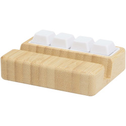 Support publicitaire de téléphone Algol avec jouet fidget en plastique recyclé et détails en bambou