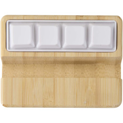 Support publicitaire de téléphone Algol avec jouet fidget en plastique recyclé et détails en bambou