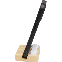 Support publicitaire de téléphone Algol avec jouet fidget en plastique recyclé et détails en bambou