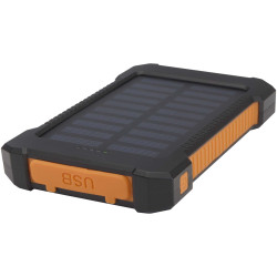 Batterie publicitaire de secours solaire Altair robuste de 5 000 mAh et 10 W en plastique recyclé avec lampe de poche