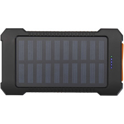 Batterie publicitaire de secours solaire Altair robuste de 5 000 mAh et 10 W en plastique recyclé avec lampe de poche