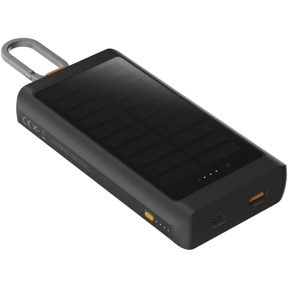 Batterie publicitaire de secours solaire Xtorm XG2S101 Go2 de 10 000 mAh et 15 W avec éclairage