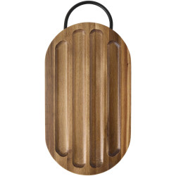 Planche publicitaire à découper Prestige en acacia avec couteau à pain