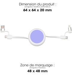 Multicâble USB publicitaire dérouleur 4 en 1 recyclé 20W Anwa