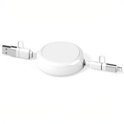 Multicâble USB publicitaire dérouleur 4 en 1 recyclé 20W Anwa