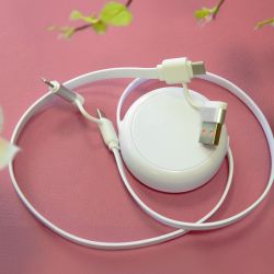 Multicâble USB publicitaire dérouleur 4 en 1 recyclé 20W Anwa