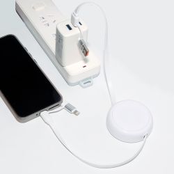 Multicâble USB publicitaire dérouleur 4 en 1 recyclé 20W Anwa