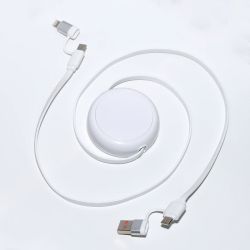 Multicâble USB publicitaire dérouleur 4 en 1 recyclé 20W Anwa