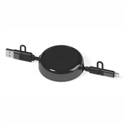 Multicâble USB publicitaire dérouleur 4 en 1 recyclé 20W Anwa